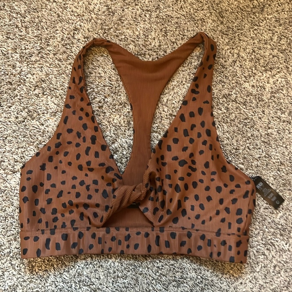BEACH RIOT | Leopard Print Athletic Sports bra | Size L